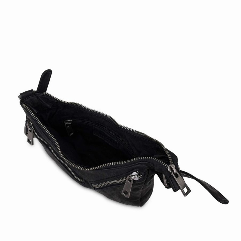 Women's Núnoo Palma Washed Shoulder Bags Black | JSW1085VA