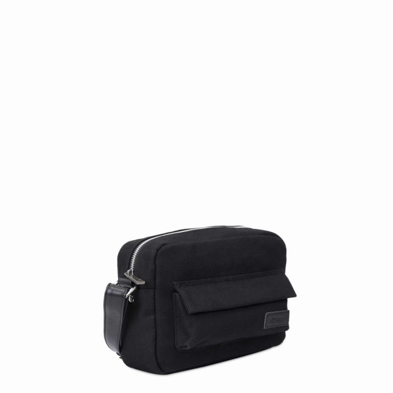Women's Núnoo Paloma Recycled Canvas Leather Shoulder Bags Black | HCN6094WB