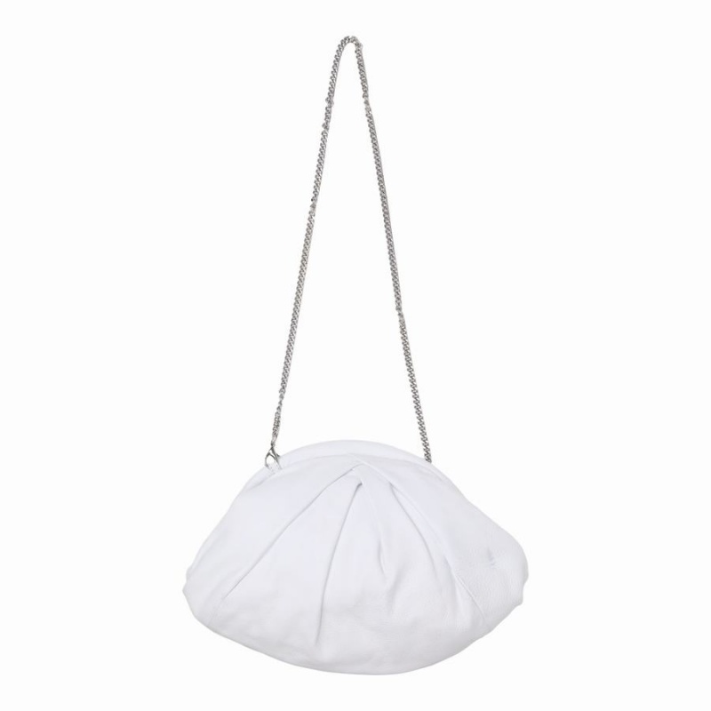 Women\'s Núnoo Preloved Saki Smooth Clutch Bags White | UWR354CQ