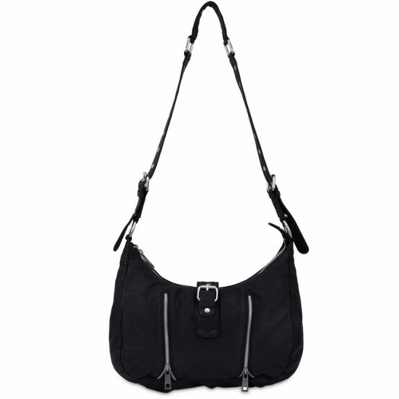 Women\'s Núnoo Saga Washed Shoulder Bags Black | ZKZ2482KB