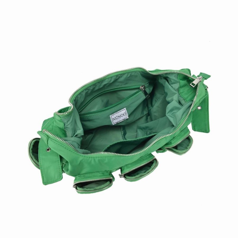 Women's Núnoo Sally Pocket Recycled Nylon Shoulder Bags Green | WJR4527IF