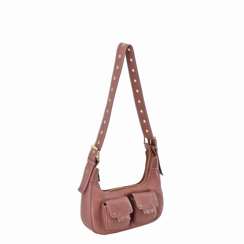 Women's Núnoo Sally Small Cozy Shoulder Bags Pink Brown | GIJ3698TO