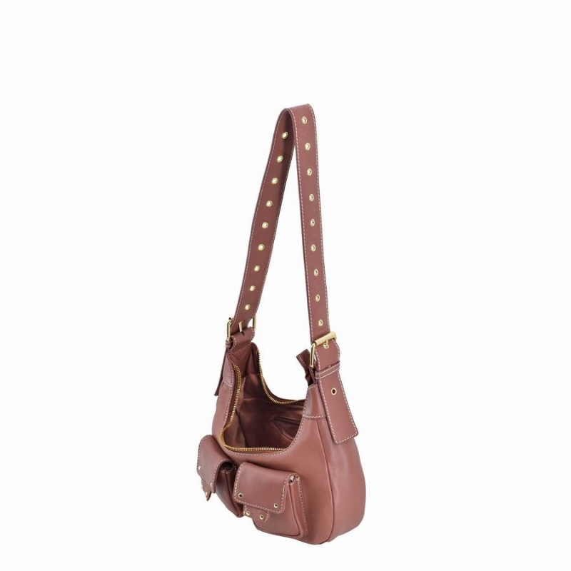 Women's Núnoo Sally Small Cozy Shoulder Bags Pink Brown | GIJ3698TO