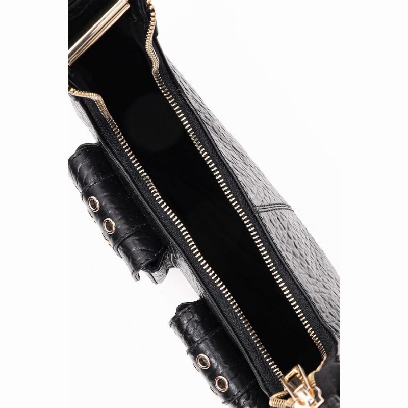 Women's Núnoo Sally Small Eyelet New Zealand Shoulder Bags Black | SXL4150EJ