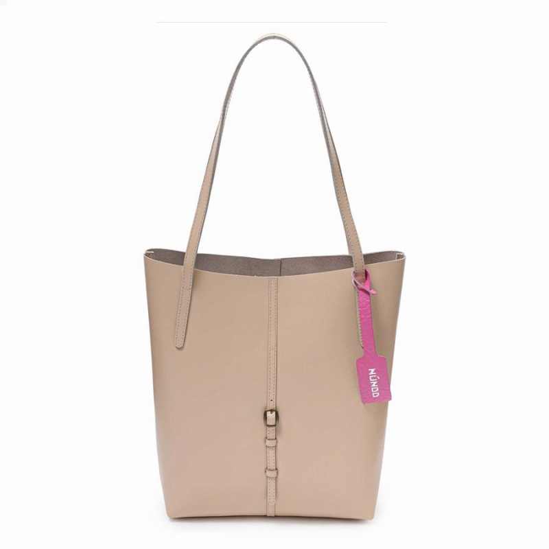 Women\'s Núnoo Small Fleur Buckle Florence Shoulder Bags Beige | RPL3927VL