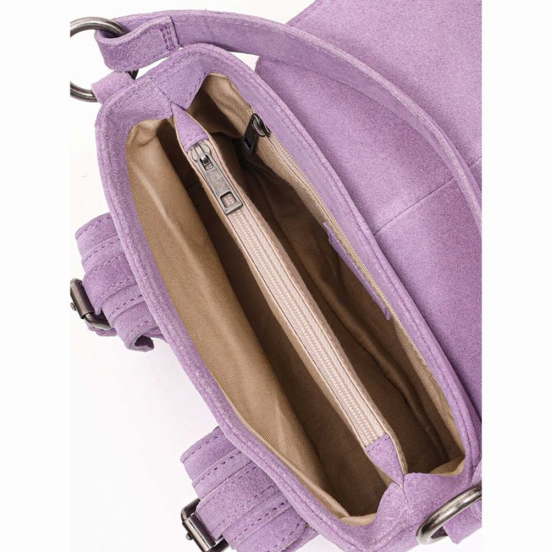 Women's Núnoo Small Honey Buckle Suede Shoulder Bags Purple | YYD4292HF