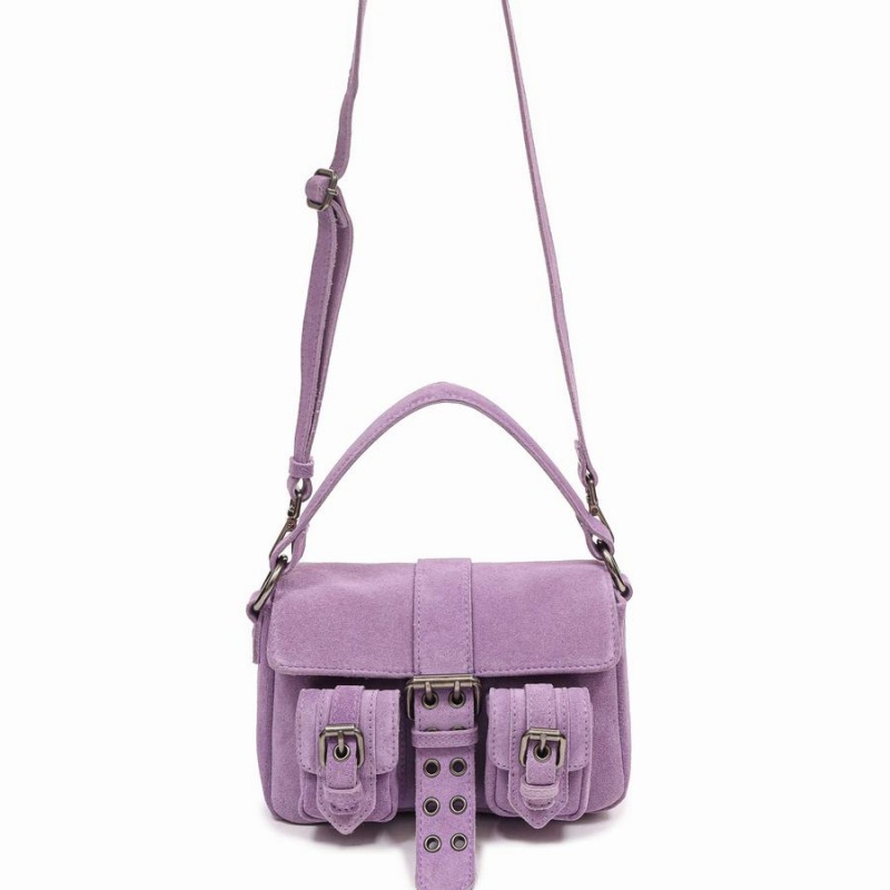 Women\'s Núnoo Small Honey Buckle Suede Shoulder Bags Purple | YYD4292HF