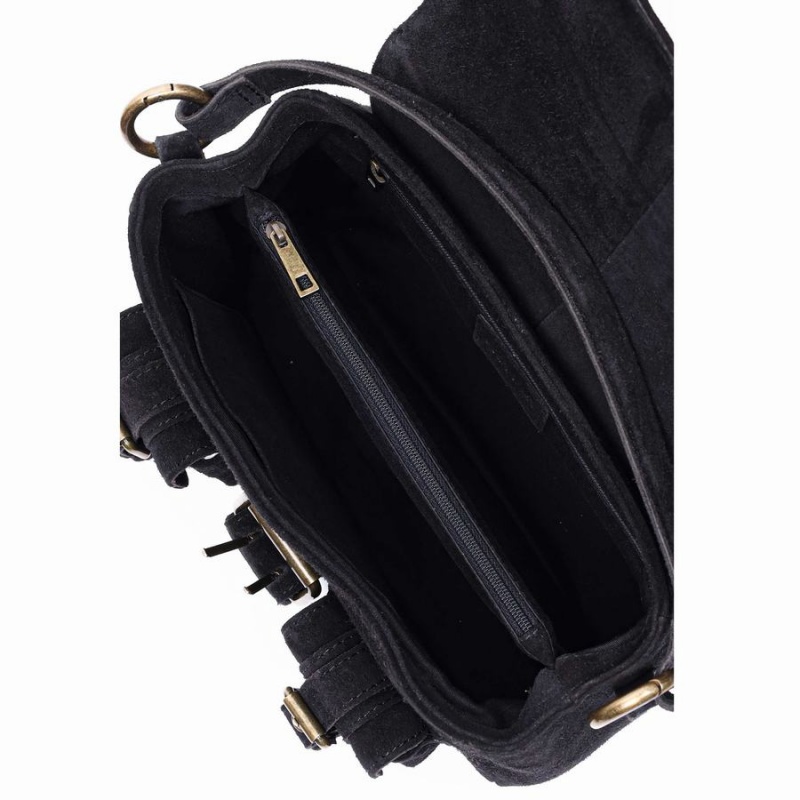 Women's Núnoo Small Honey Buckle Suede Shoulder Bags Black | ODA1738WN