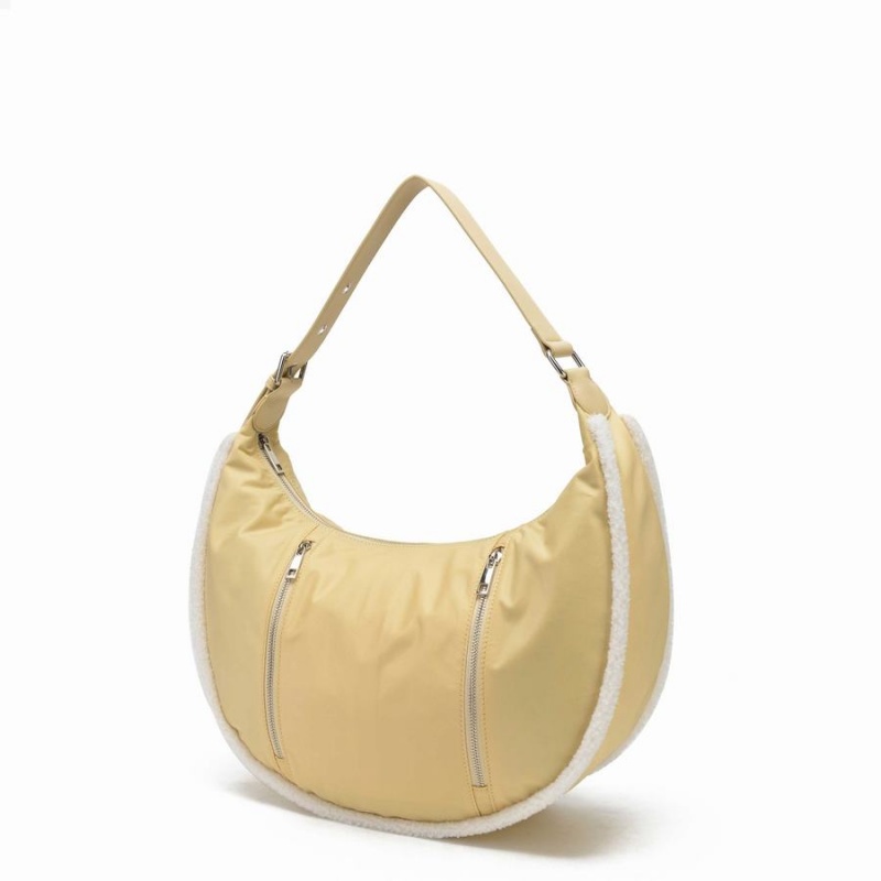 Women's Núnoo Small Stella Zipper Teddy Shoulder Bags Beige | WUS6911CL