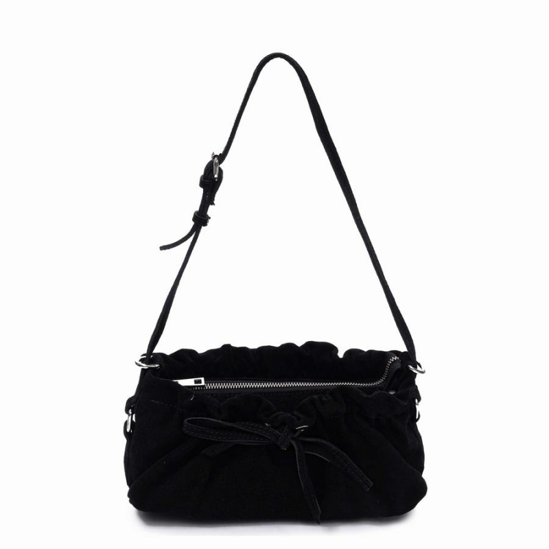 Women\'s Núnoo Veneda Suede Shoulder Bags Black | WQJ6211ZU