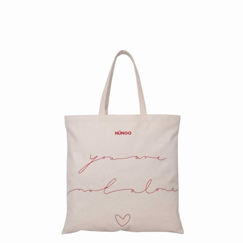 Women\'s Núnoo You\'re Not Alone Shopper Canvas Tote Bags White | UDW6384CV